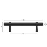 Astor Matte Black Handle 138mm measurement details