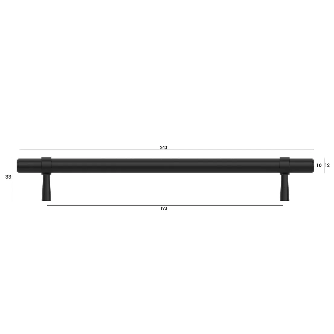Astor Matte Black Handle 240mm measurement details