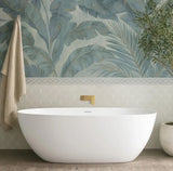 modern bathroom with Attica Manolo 1530mm Matte White Bath with Overflow