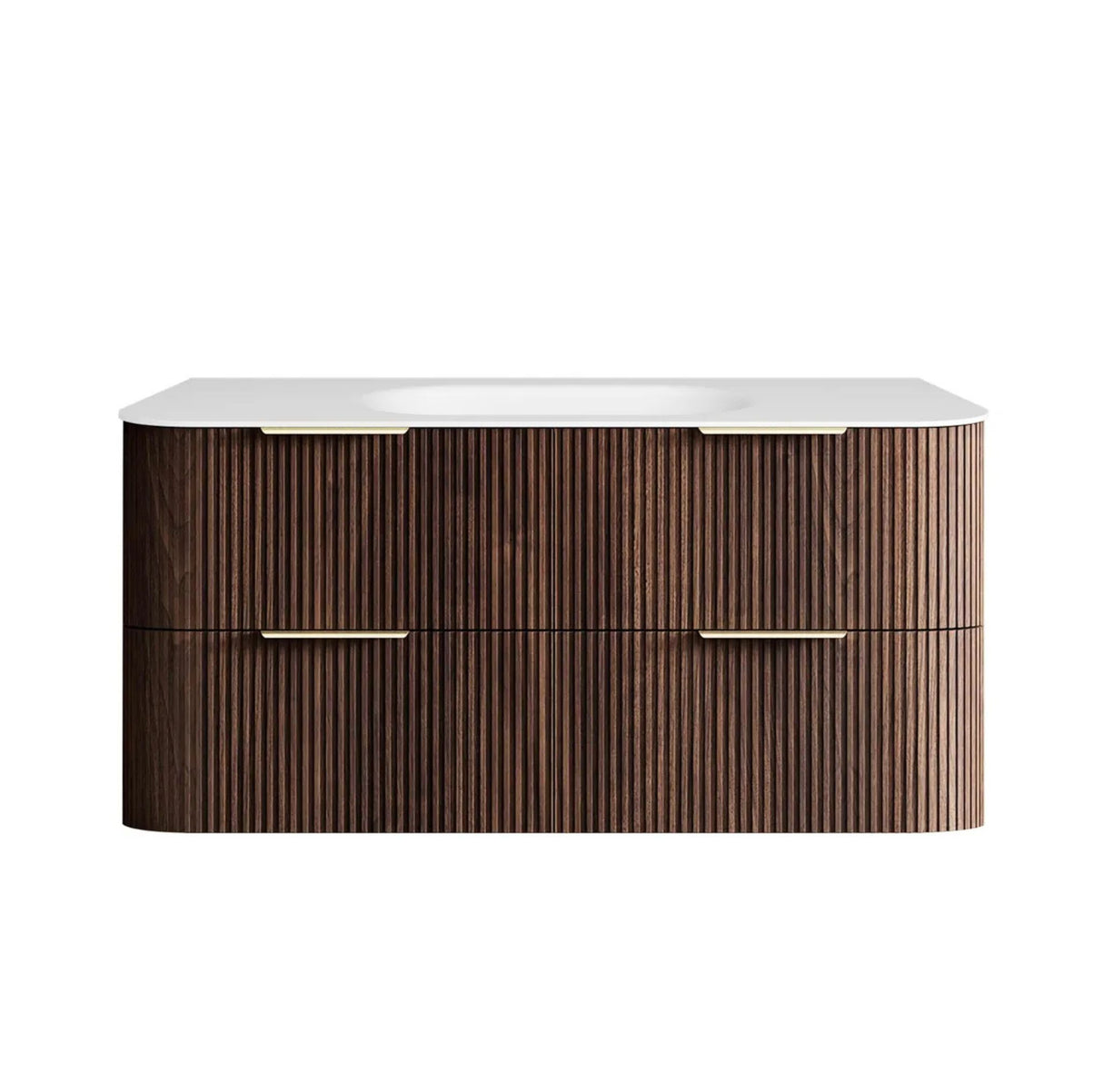 Havana 1200mm Sable Walnut Fluted Wall Hung Curve Vanity