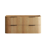 Wooden drawer unit with two compartments on a white background