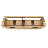 Wooden tray with compartments on a white background
