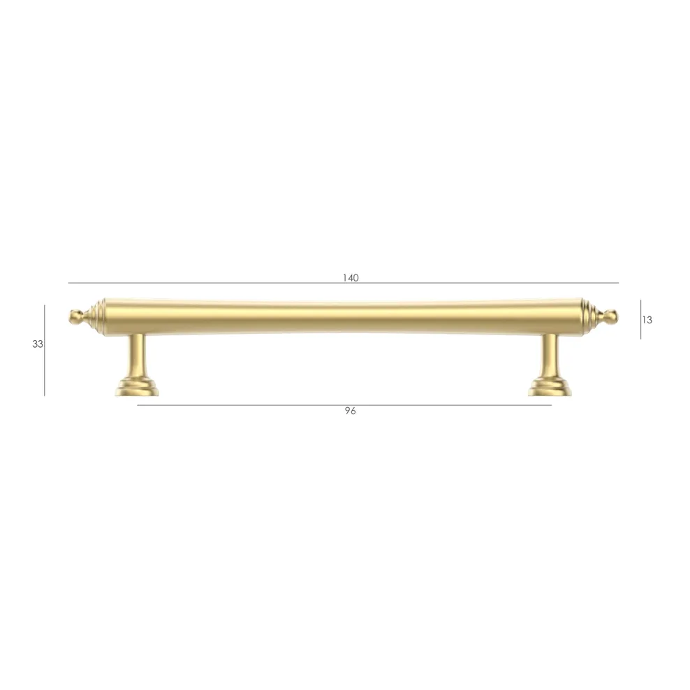 Heirloom Brushed Brass Handle 140mm measurement details