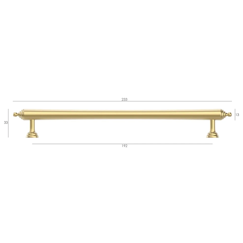 Heirloom Brushed Brass Handle 233mm measurement details