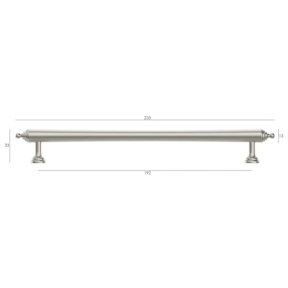 Heirloom Brushed Nickel Handle 233mm measurement details