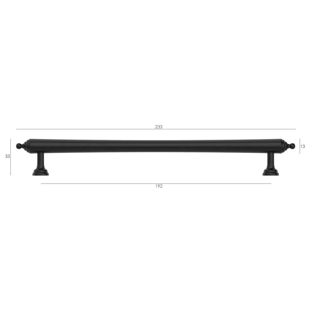Heirloom Matte Black Handle with 233mm measurement details