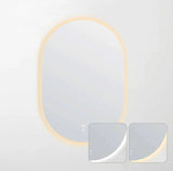 Round mirror with a glowing edge on a light gray background
