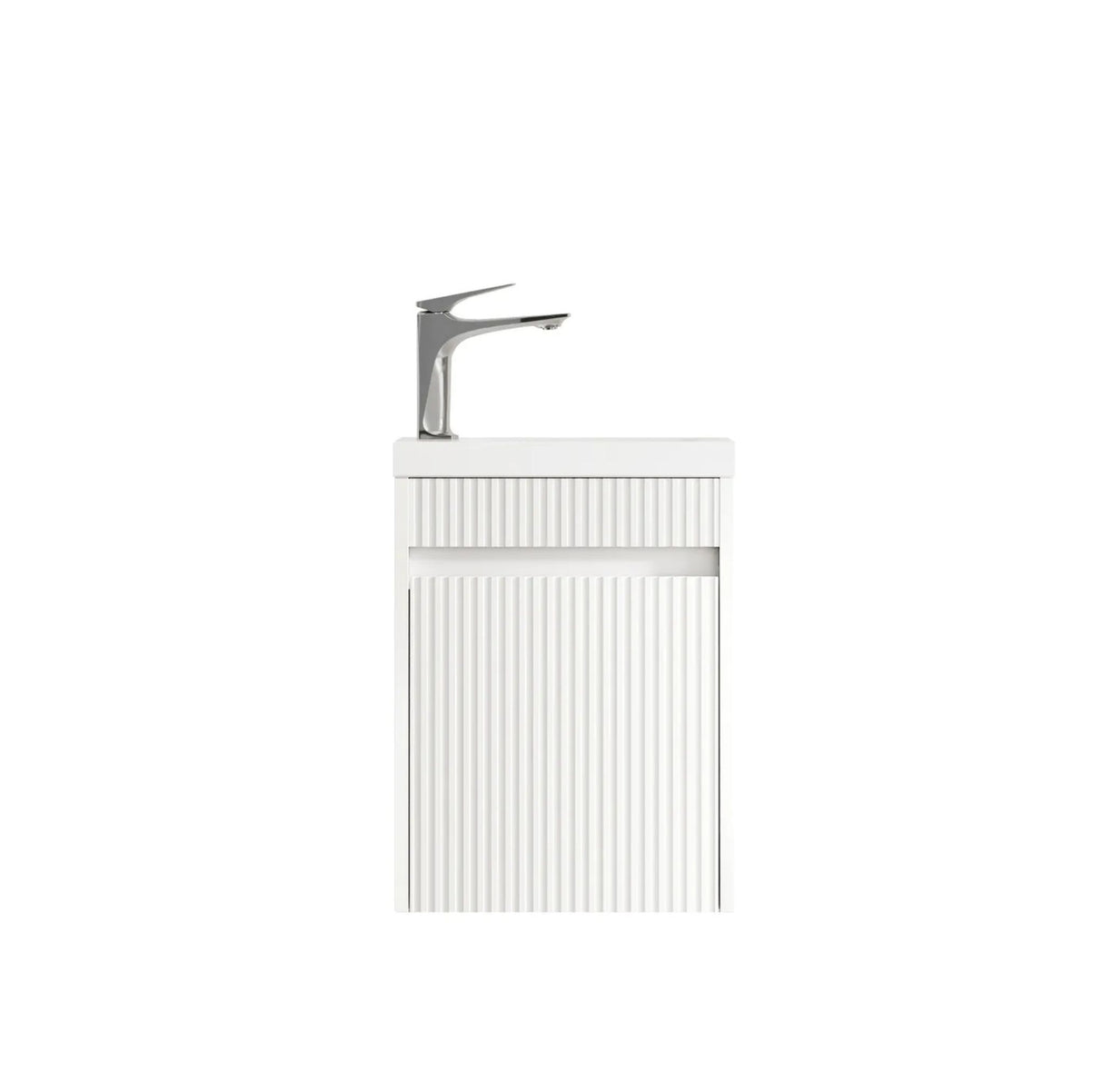 Mini Ensuite 400mm Matte White Wall Hung Vanity with Basin - Fluted