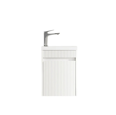 Mini Ensuite 400mm Matte White Wall Hung Vanity with Basin - Fluted