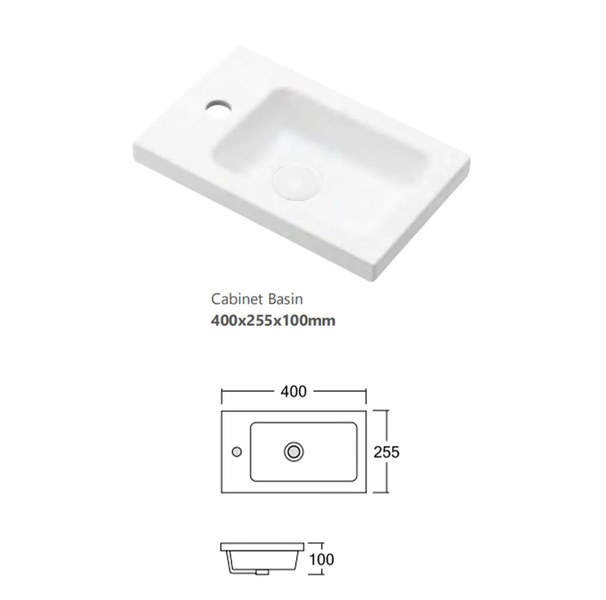 Mini Ensuite 400mm Matte White Wall Hung Vanity Fluted Basin