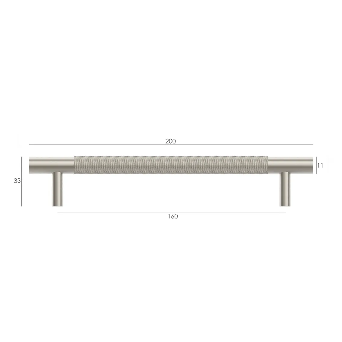 Nord Brushed Nickel Handle 200mm measurement details