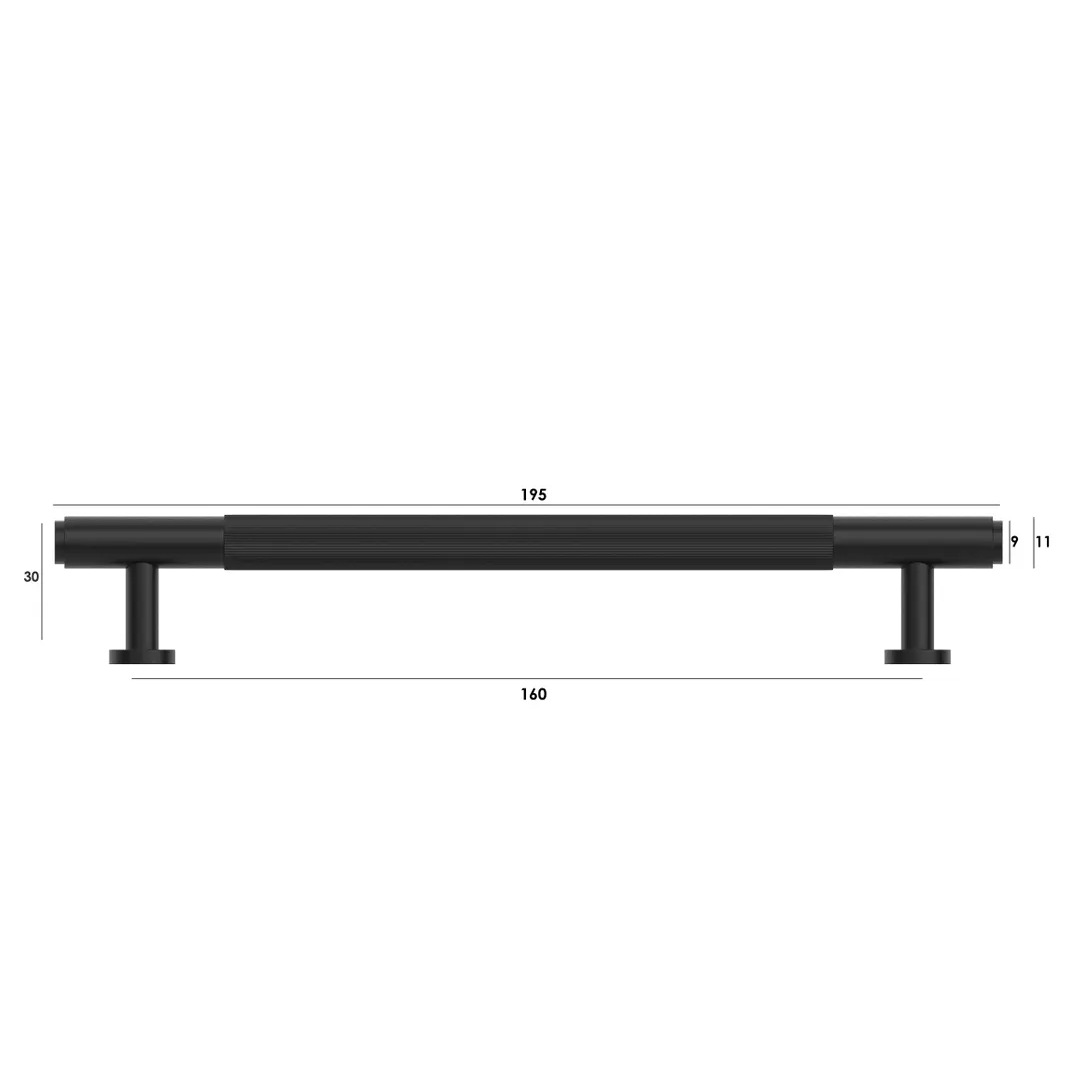 Soho Matte Black Handle 195mm measurement details