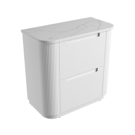 Curva 900mm Matte White Floor Standing Vanity - Curve Fluted