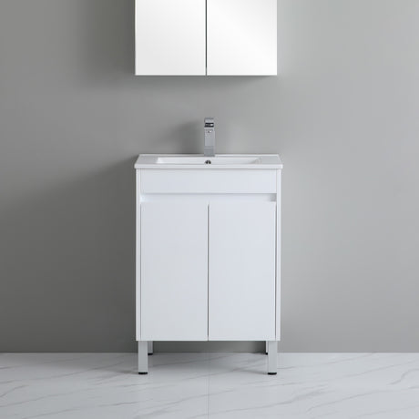 polar 600mm white vanity with grey background