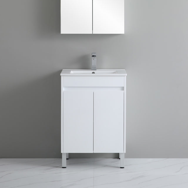 polar 600mm white vanity with grey background
