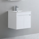 side view polar white vanity wall hung