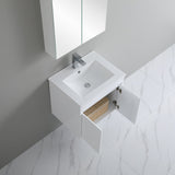 top view 600mm polar white wall hung vanity