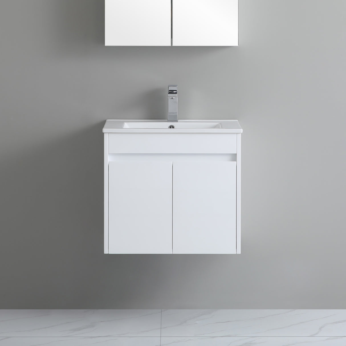 polar 600mm white wall hung vanity