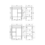 drawing polar 750mm white free standing vanity