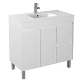 right drawer 900mm polar white vanity free standing 