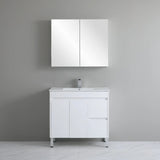 right drawer polar vanity 900mm white free standing vanity