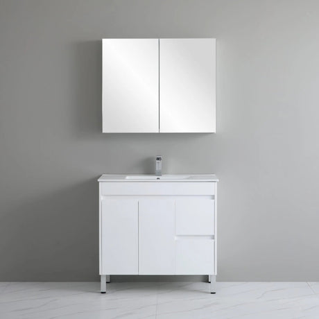 right drawer polar vanity 900mm white free standing vanity