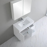 top view polar vanity 900mm free standing white