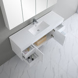 top view white 1500mm polar wall hung vanity side drawer