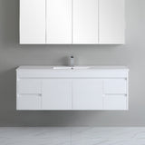 white 1500mm polar wall hung vanity side drawer with grey background