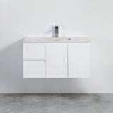 polar white 900mm wall hung vanity