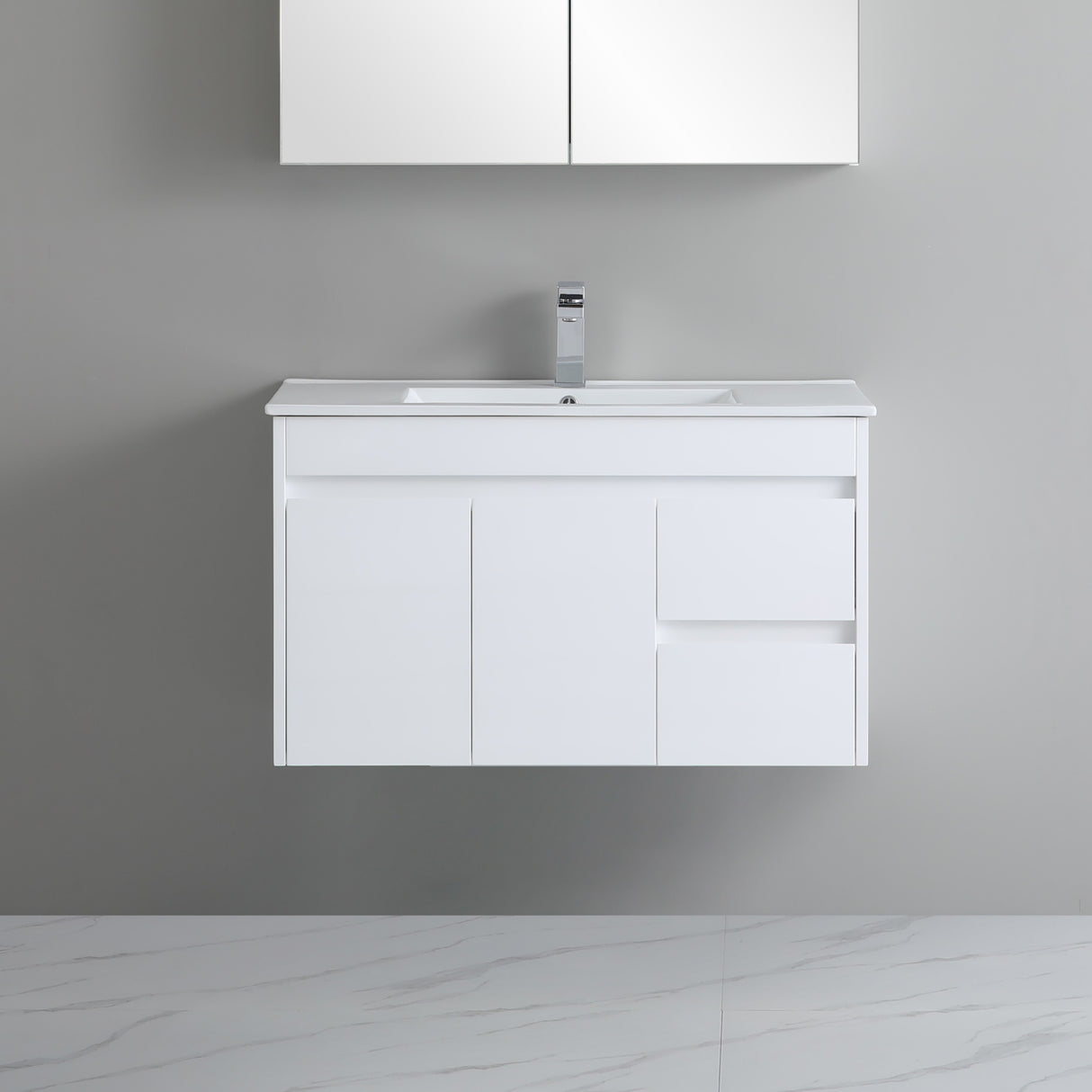 polar right drawer 900mm wall hung vanity