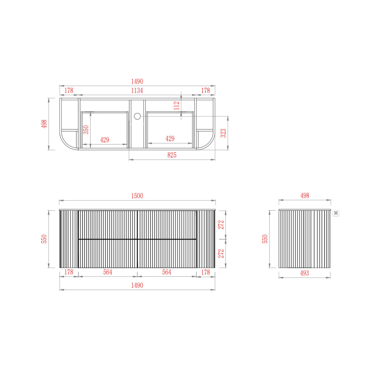 CETO Artis-D 1500mm Wall Hung Vanity drawing