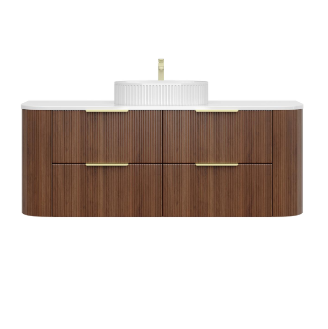 CETO Artis-D 1500mm Walnut Wall Hung Vanity with white background