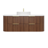 CETO Artis-D 1500mm Walnut Wall Hung Vanity with white background