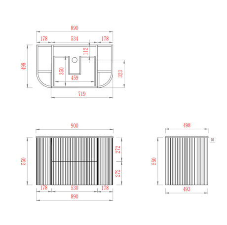 CETO Artis-D 900mm Hung Vanity drawing