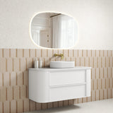 Ramee 1200mm Matte White Wall Hung Vanity - Fluted side view