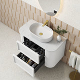 Ramee 1200mm Matte White Wall Hung Vanity - Fluted top view