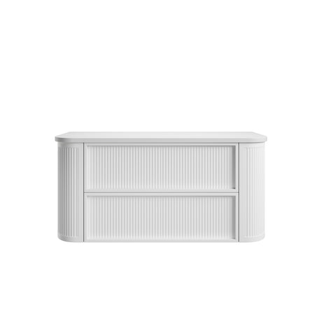 Ramee 1200mm Matte White Wall Hung Vanity - Fluted