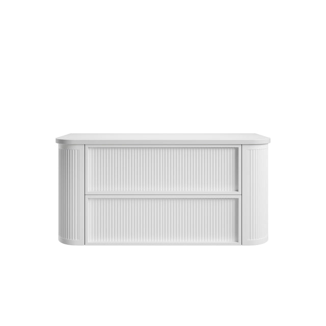 Ramee 1200mm Matte White Wall Hung Vanity - Fluted