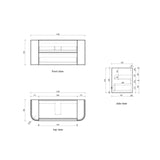 Ramee 1200mm Matte White Wall Hung Vanity - Fluted drawing