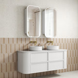 Ramee 1500mm Matte White Wall Hung Vanity - Fluted side view