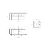 Ramee 1500mm Matte White Wall Hung Vanity - Fluted drawing