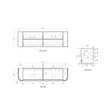 Ramee 1800mm Matte White Wall Hung Vanity - Fluted drawing