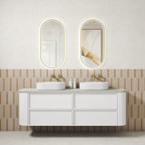 Ramee 1800mm Matte White Wall Hung Vanity - Fluted front view