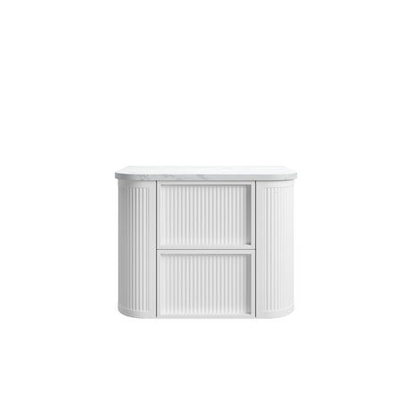 Ramee 750mm Matte White Wall Hung Vanity - Fluted
