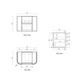 Ramee 750mm Matte White Wall Hung Vanity - Fluted drawing