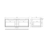 Technical drawing of a bathroom vanity with dimensions