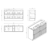Technical drawing of a bathroom vanity with dimensions