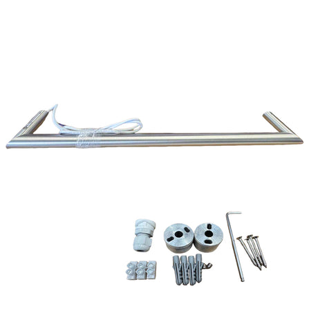 round horizontal brushed nickel electric heated towel components