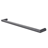 Black metal towel bar on a white background